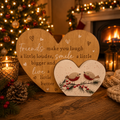 Friends Make You Laugh Heart Plaque with Robin Decoration | Rustic Wooden Friendship Gift | Freestanding Heart Ornament 22cm