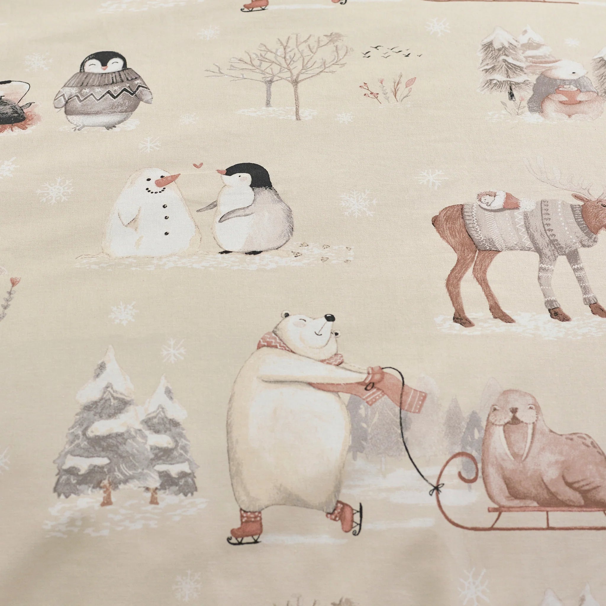 Winter Friends Sherpa Duvet Cover Set in Natural by Catherine Lansfield
