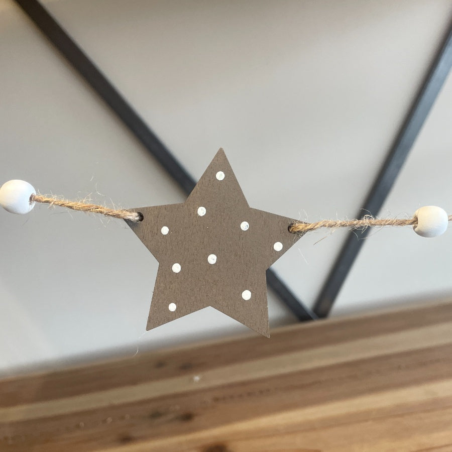Wooden Reindeer &  Star Christmas Garland – 118cm