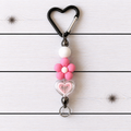 Heart and Flower Novelty Beaded Keyring