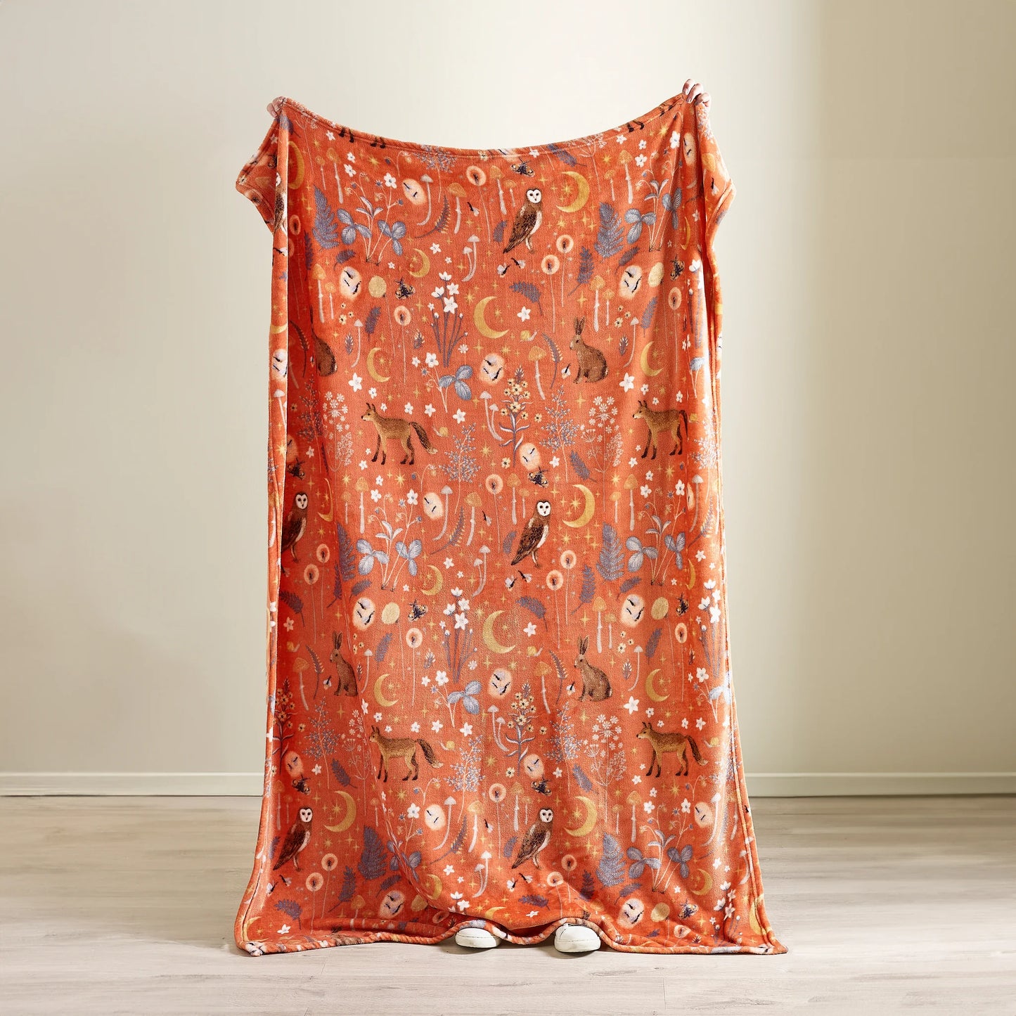 Burnt Orange Enchanted Twilight Animals Cosy Blanket Throw