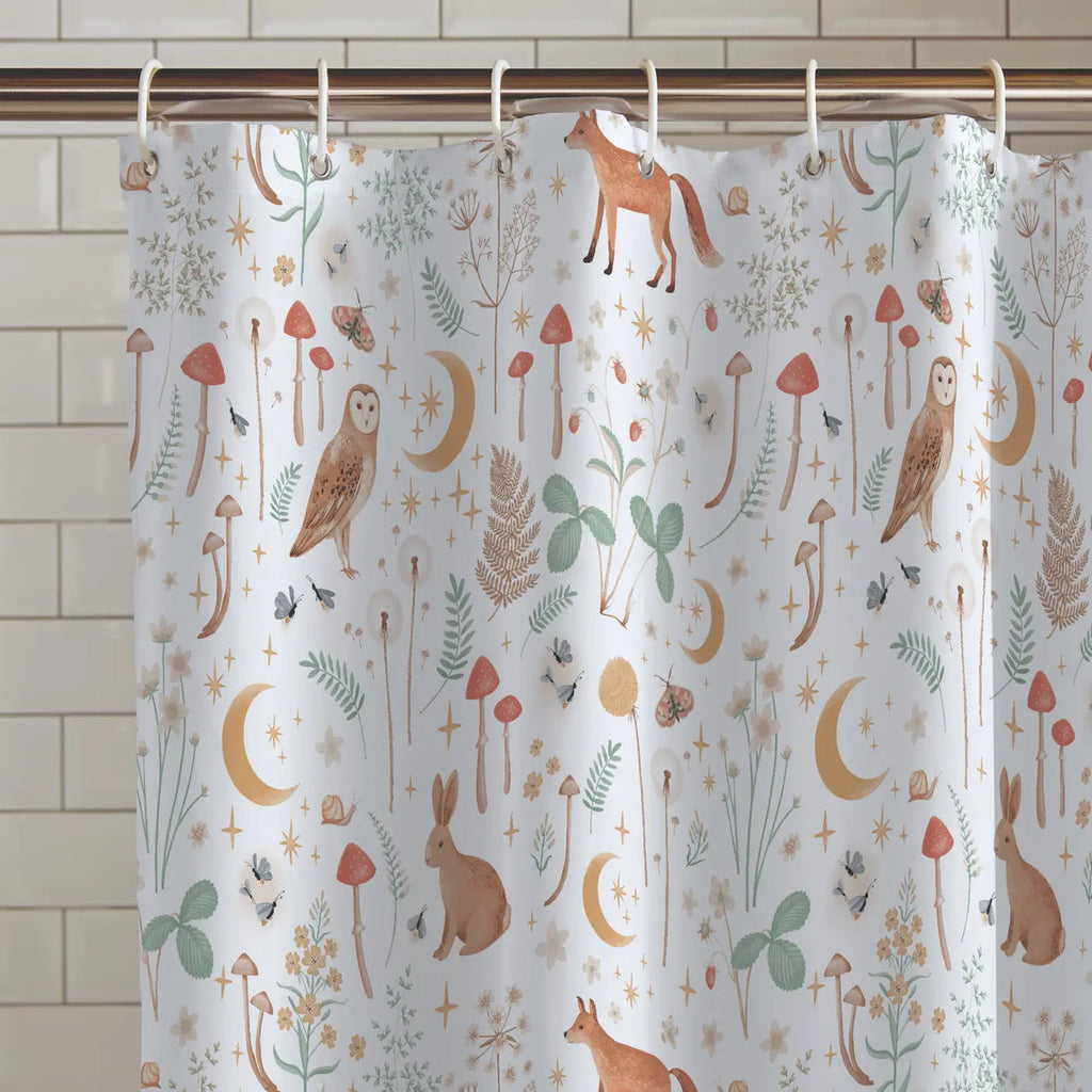 Enchanted Twilight Animals Shower Curtain by Catherine Lansfield - GREEN OR WHITE