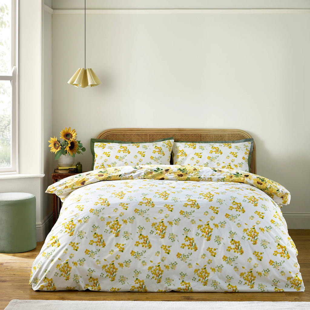 Sunflowers Reversible Duvet Cover Set in Yellow by Catherine Lansfield
