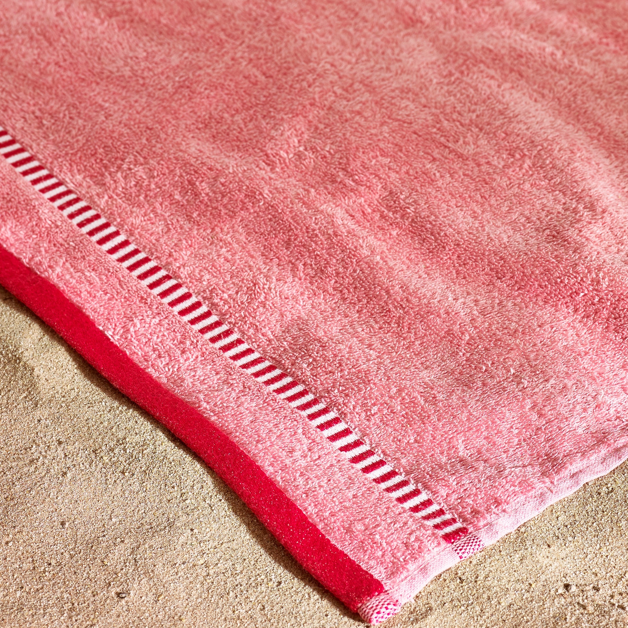 Beach Huts Cotton XL Beach Towel in Coral by Catherine Lansfield