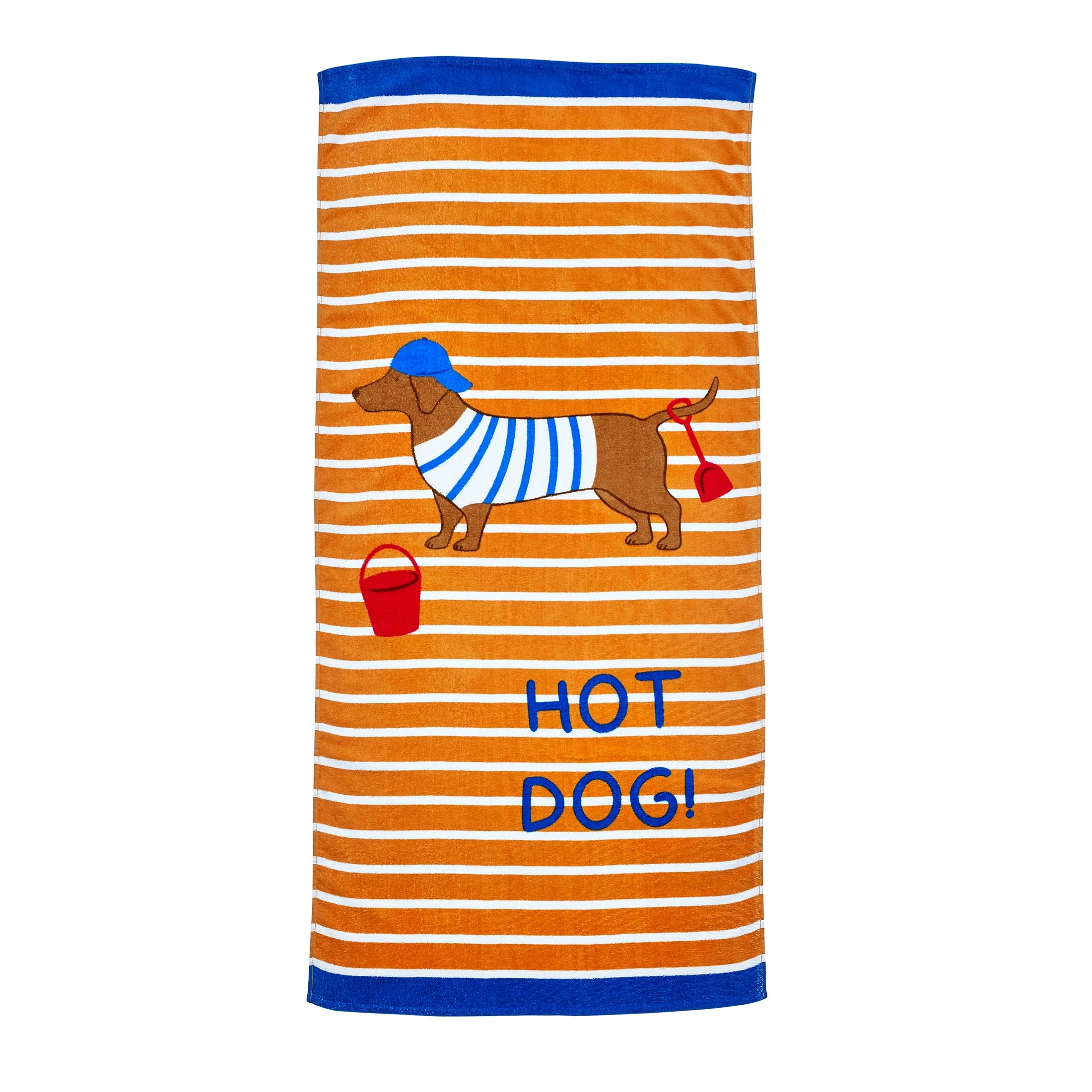 Hot Dog Cotton Beach Towel in Orange by Catherine Lansfield