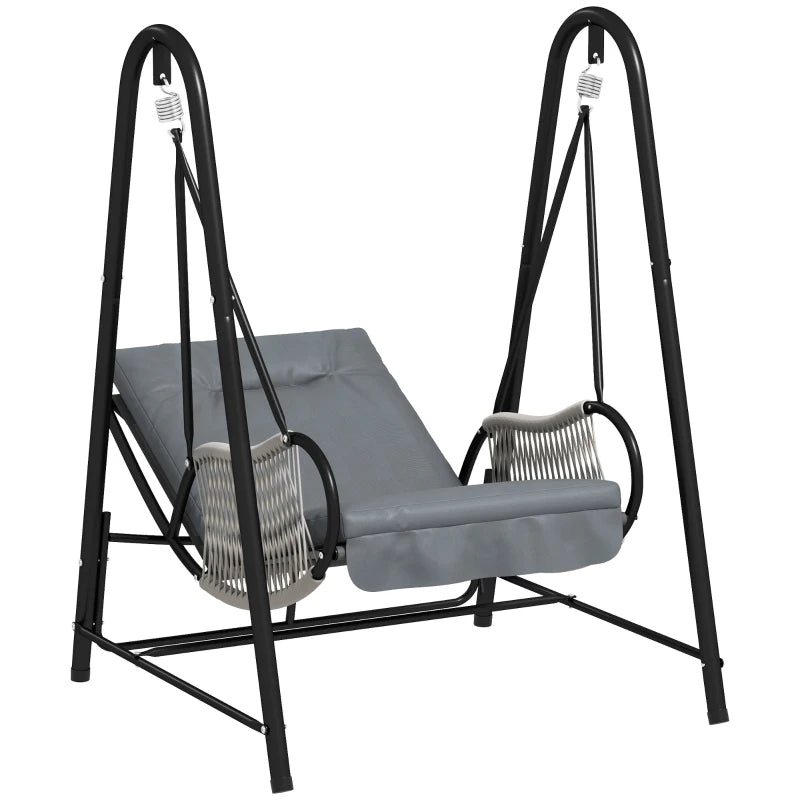 Swing Chair, Outdoor Garden Hanging Swing Seat with Stand and Seat Cushion