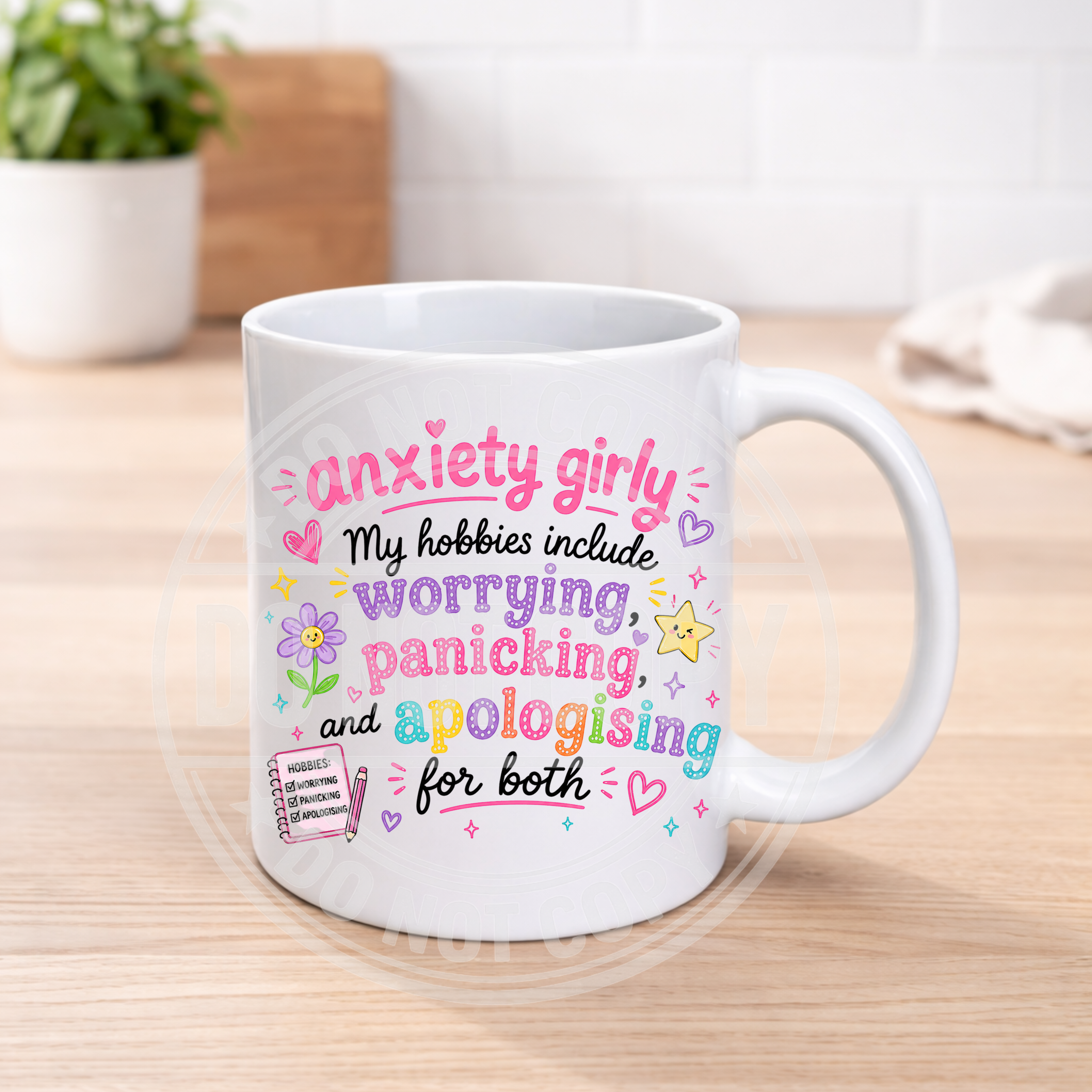 Funny Anxiety Mug – Colourful Humour Coffee Cup – Mental Health Gift – Sarcastic Funny Mug – 11oz Ceramic Mug