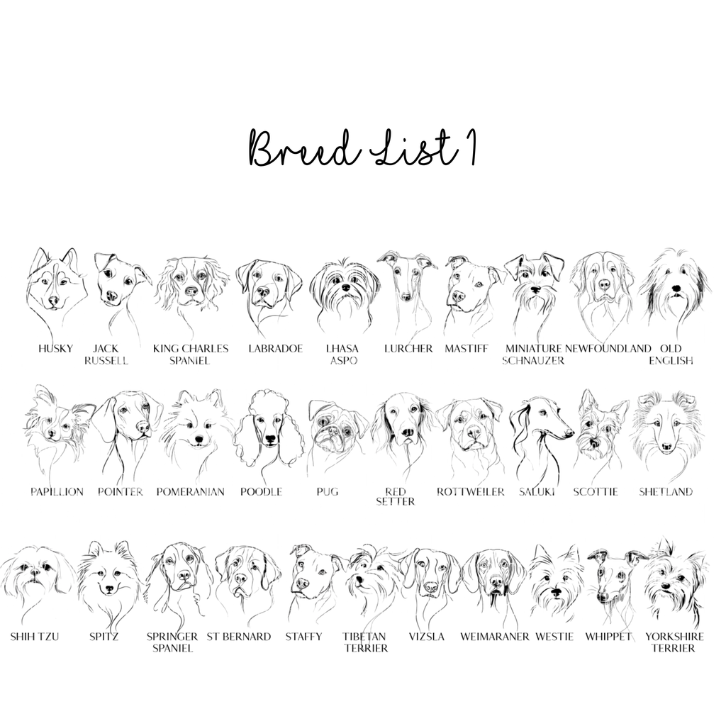 Line Art Dog Breed Glass Worktop Saver / Chopping Board – 20 x 28 cm