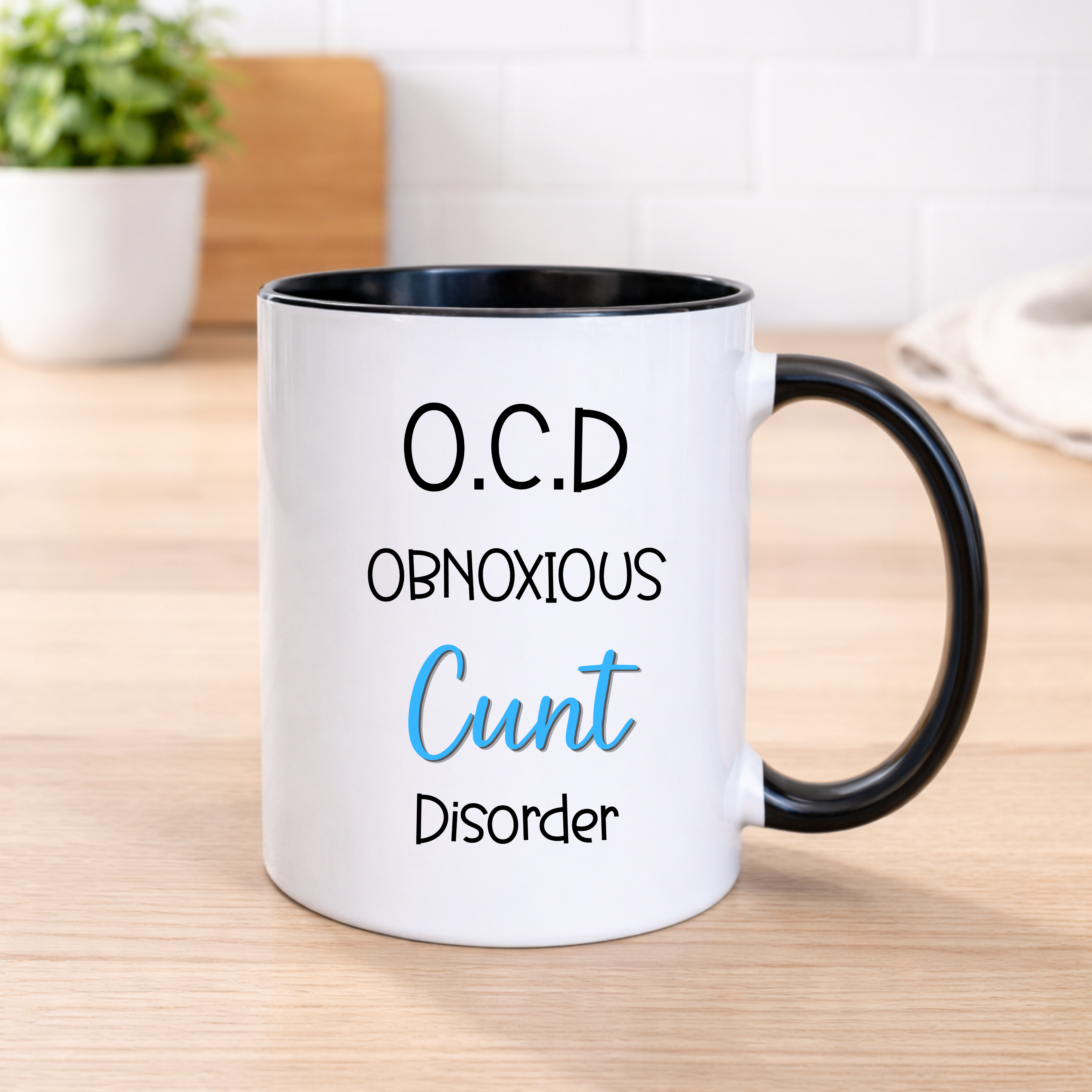 O.C.D Obnoxious C*nt Disorder Mug – Funny Rude Sweary Adult Humour Mug – Pink or Blue Design