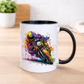 Colourful Motorbike Rider Mug – Motorcycle Gift | 11oz Ceramic Mug