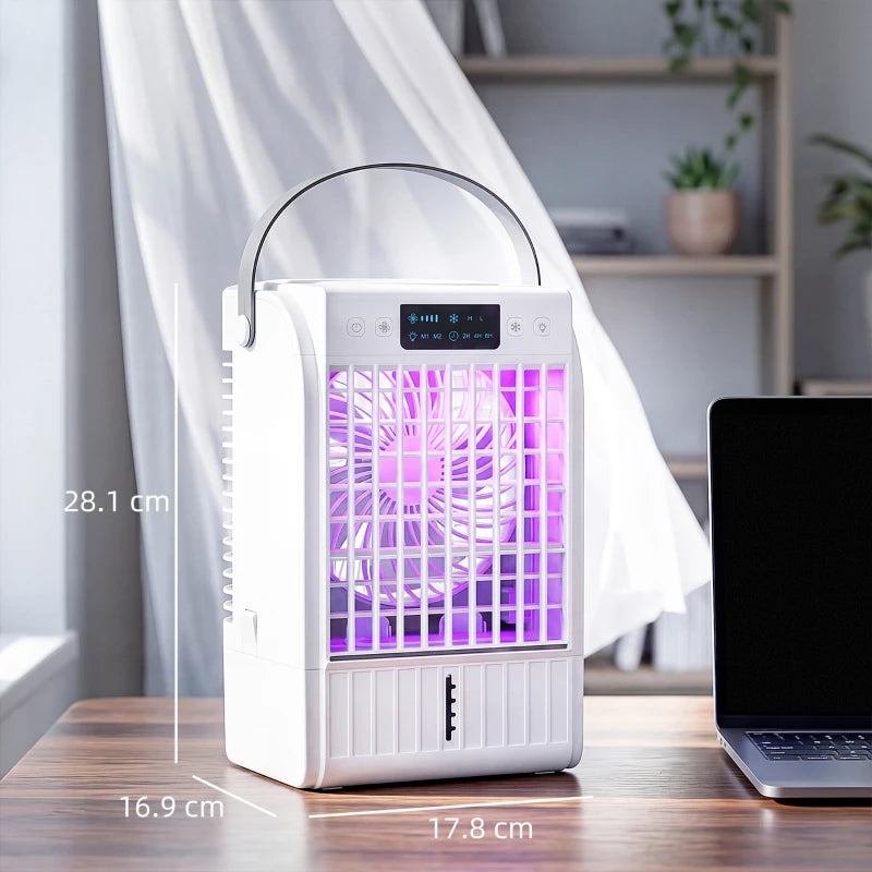 Portable Air Conditioner, 4-in-1 Mini Air Cooler with 4 Wind Speed, 2 Cool Mist, RGB 7 LED Light