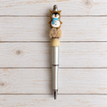 Penguin Reindeer Novelty Beaded Pen - Silver