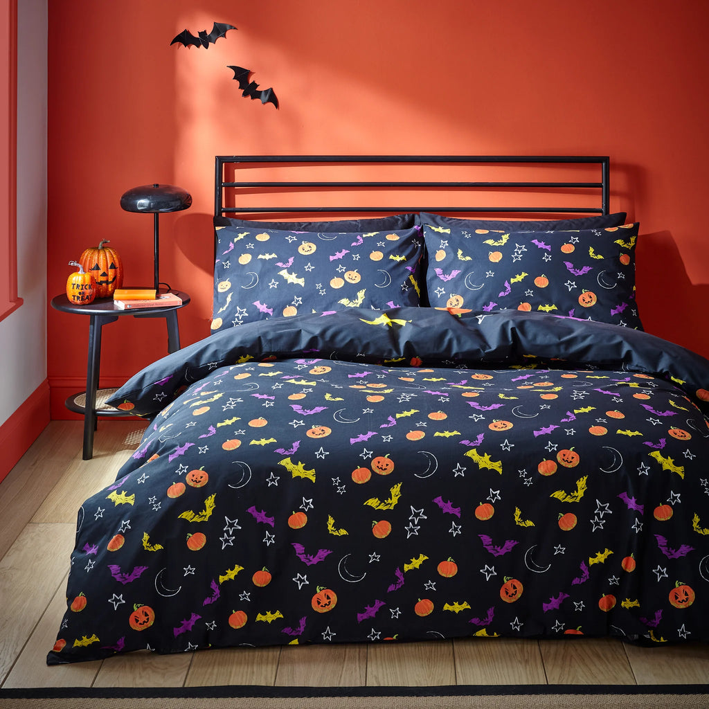 Halloween Trick or Treat Reversible Duvet Cover Set in Black by Catherine Lansfield