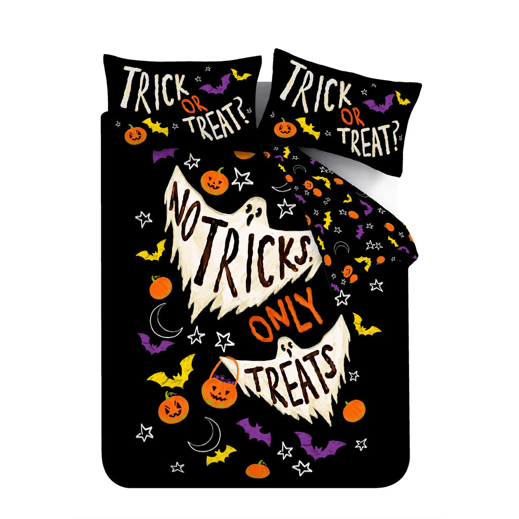 Halloween Trick or Treat Reversible Duvet Cover Set in Black by Catherine Lansfield