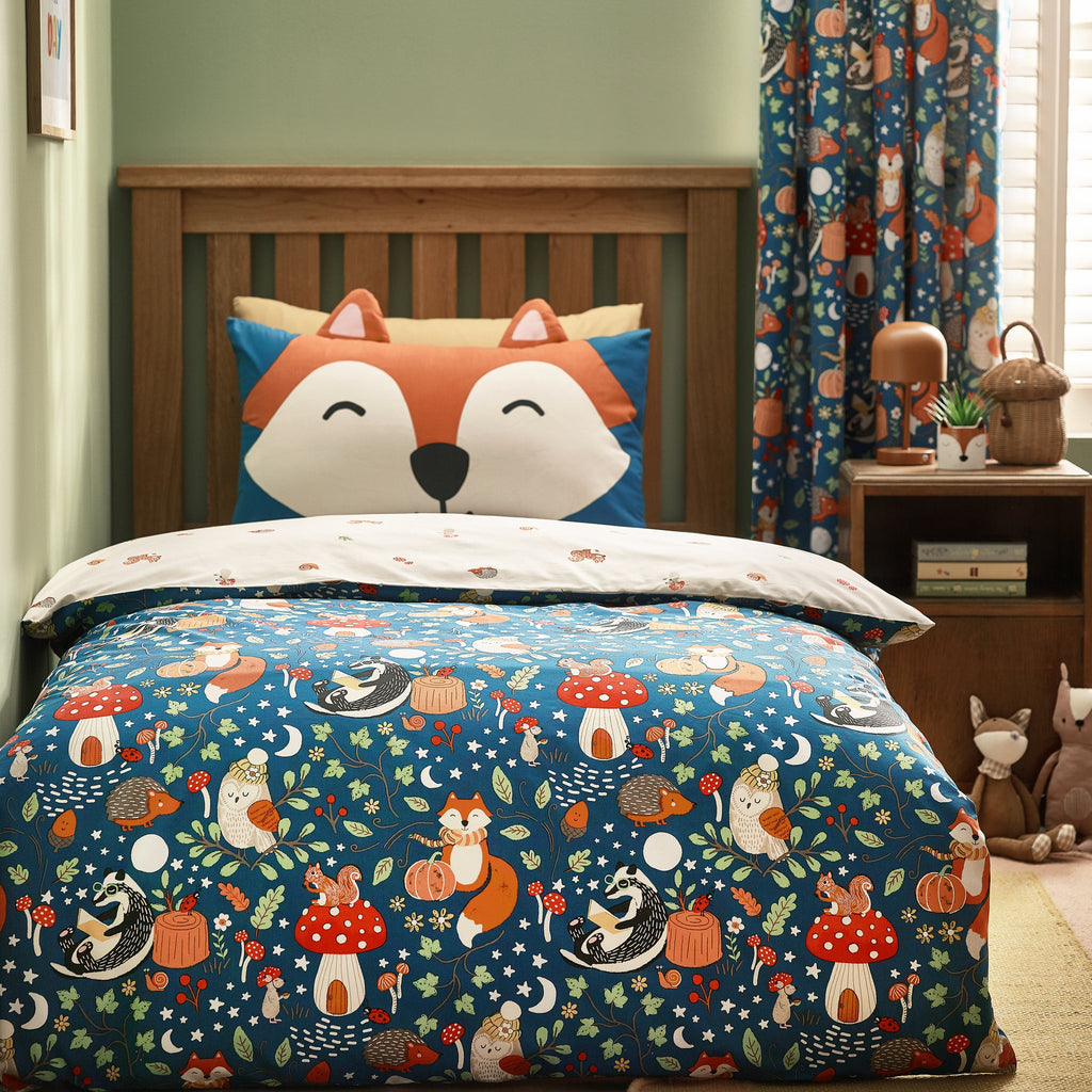 Catherine Lansfield Green Fox and Woodland Friends Duvet Cover Set