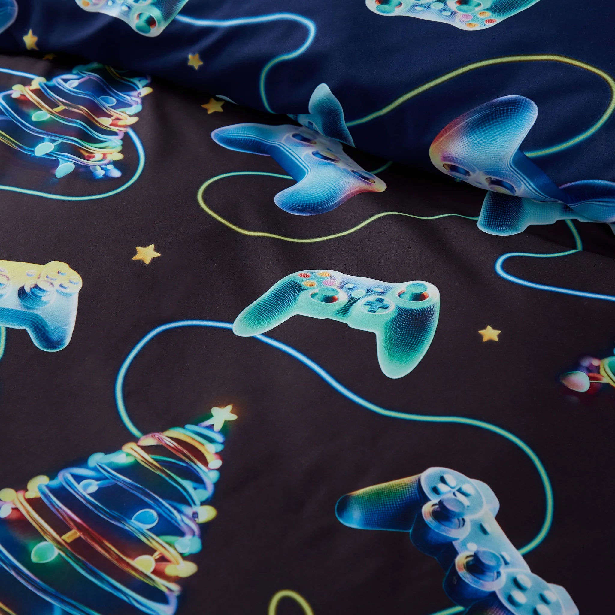 Christmas Gamer So Soft Reversible Duvet Cover Set in Navy Blue by Catherine Lansfield