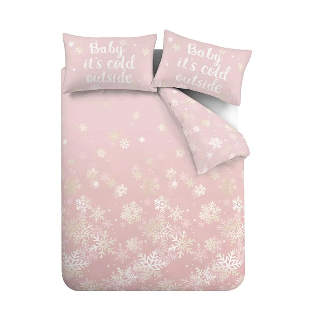 Baby It's Cold Outside Reversible Duvet Cover Set in Pink by Catherine Lansfield