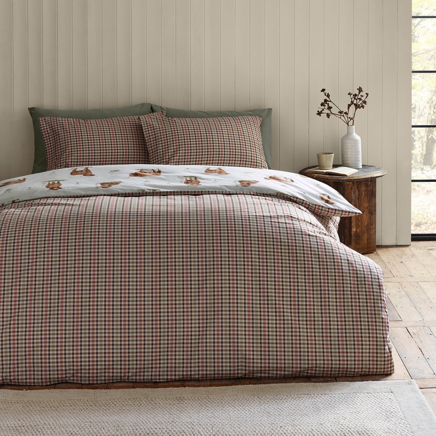 Angus Highland Cow Reversible Bedding Set - Natural