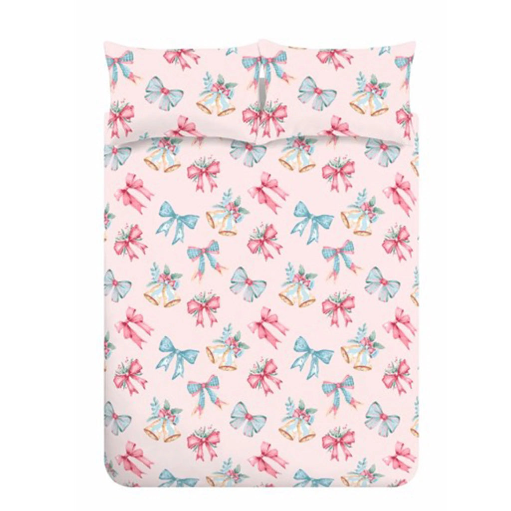 Christmas Bows and Bells Reversible Duvet Cover Set By Catherine Lansfield
