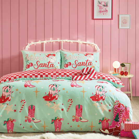 Santa's Howdy Christmas Reversible Duvet Cover Set By Catherine Lansfield