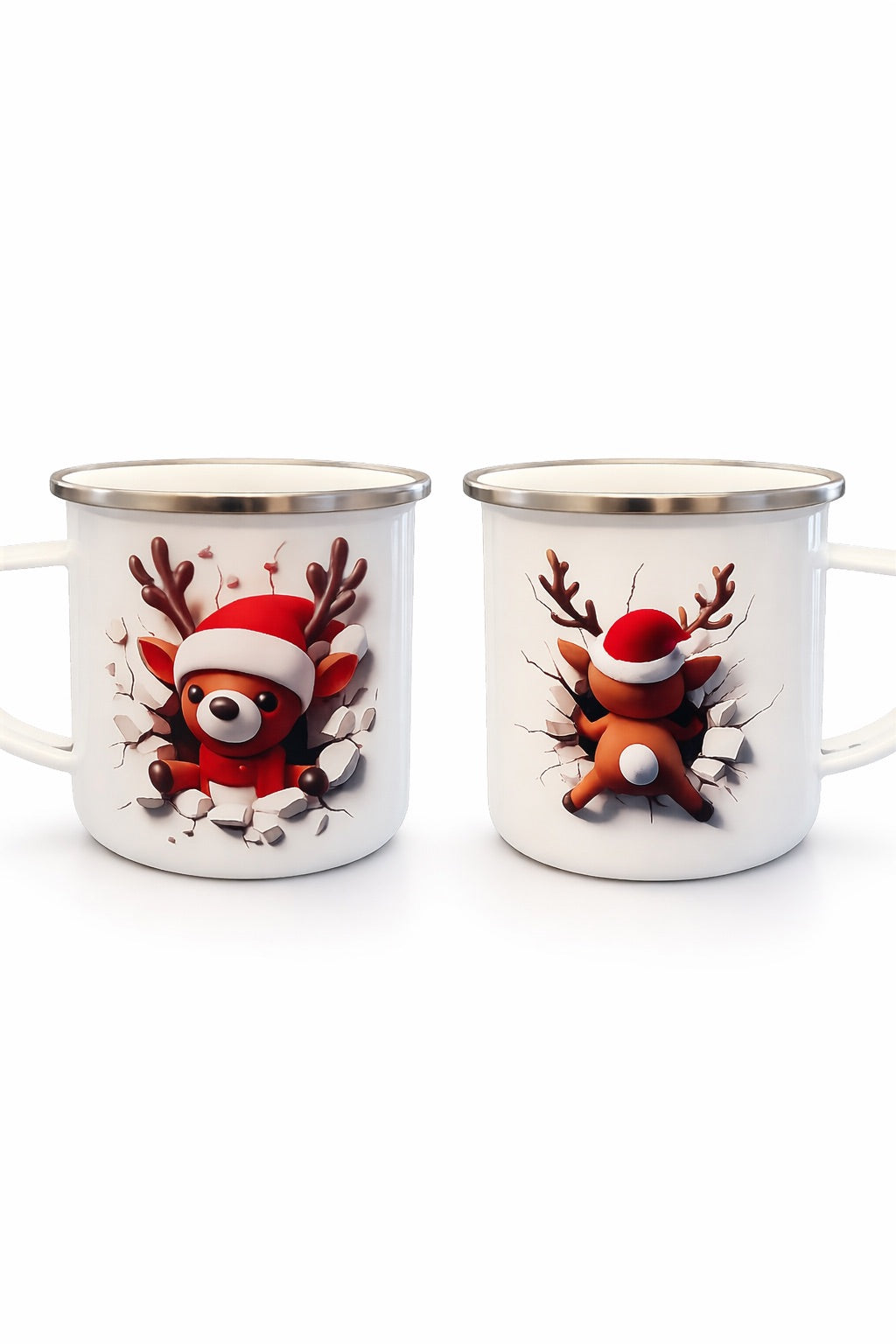 12 oz Enamel Mug Cheeky Reindeer Design