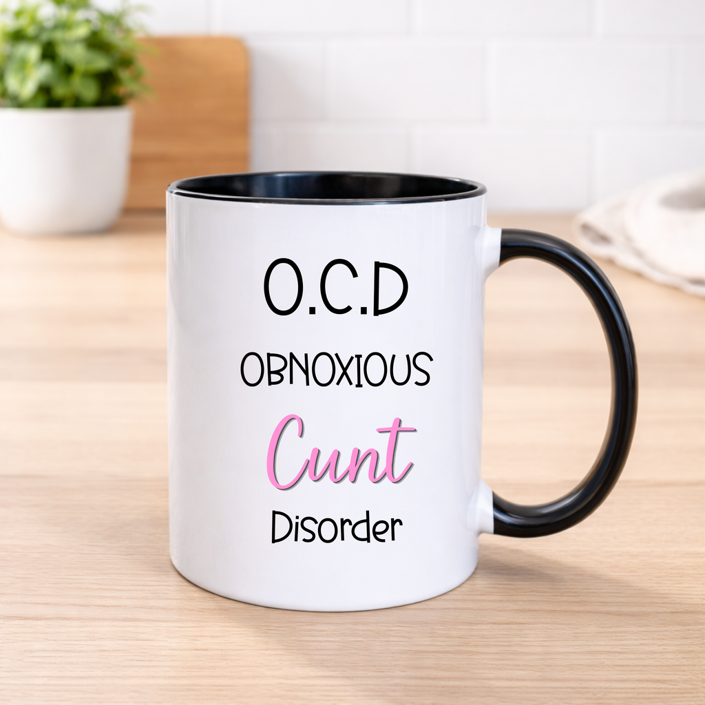 O.C.D Obnoxious C*nt Disorder Mug – Funny Rude Sweary Adult Humour Mug – Pink or Blue Design