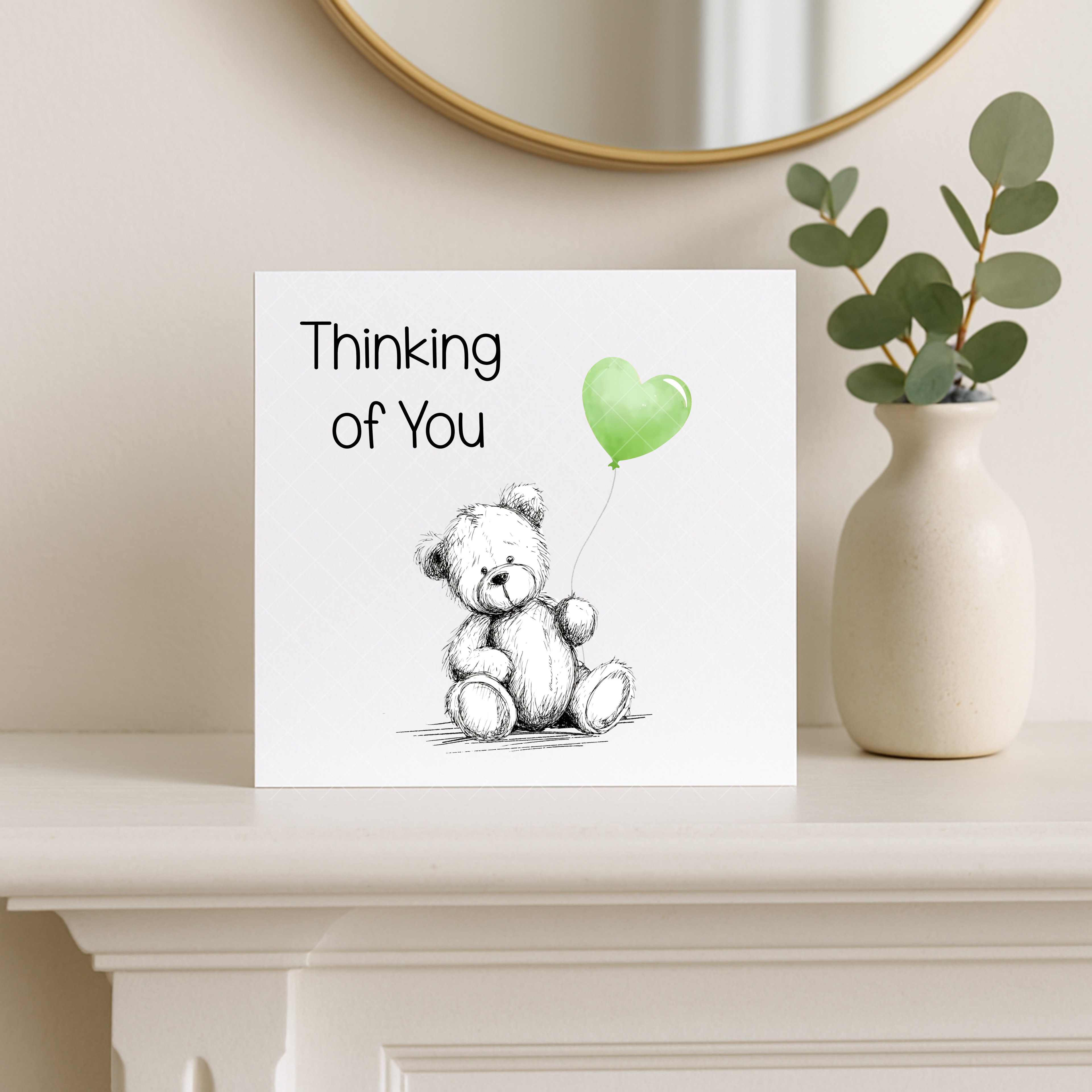 Thinking of You Card - Choose Balloon Colour - FREE Postage