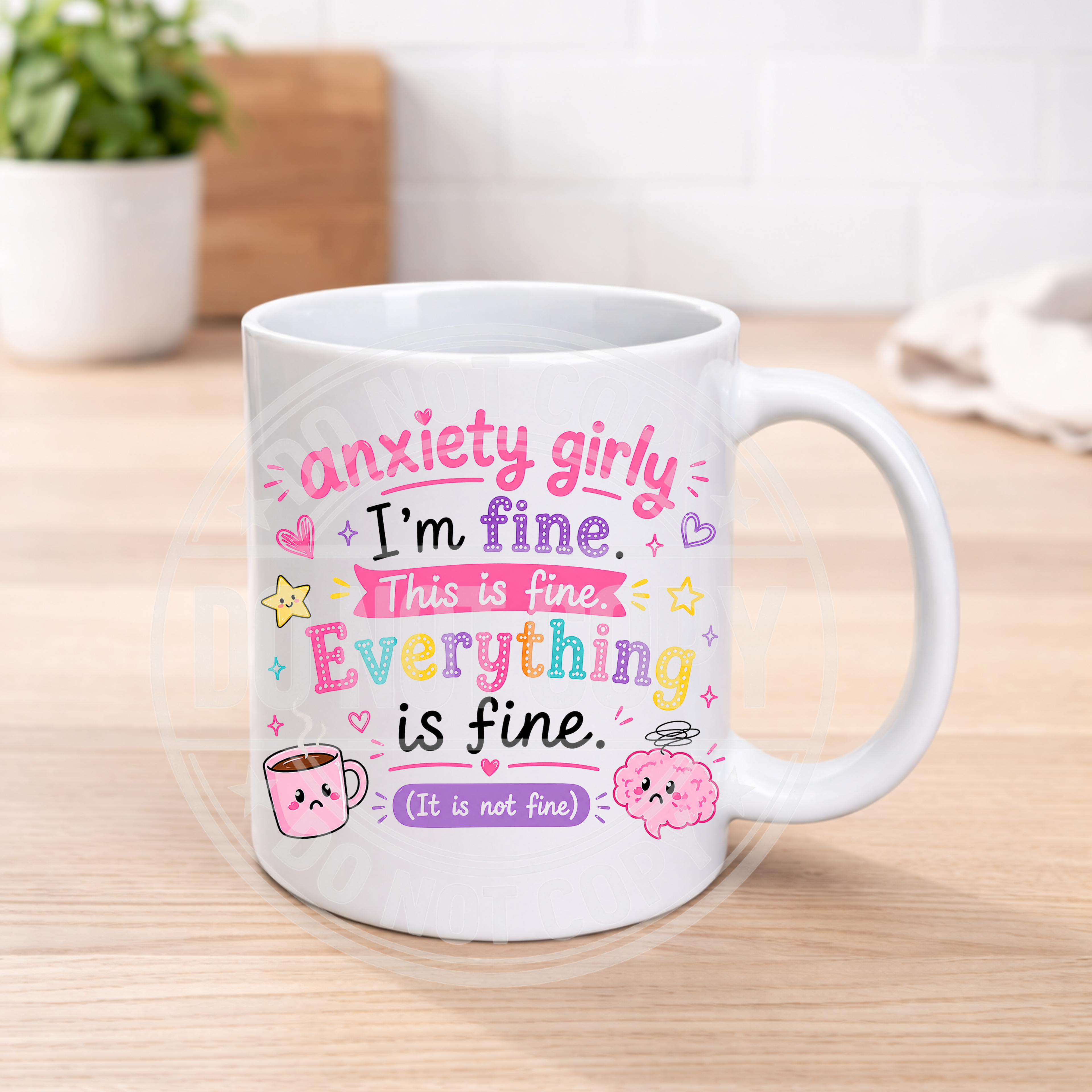 Funny Anxiety Mug – Colourful Humour Coffee Cup – Mental Health Gift – Sarcastic Funny Mug – 11oz Ceramic Mug
