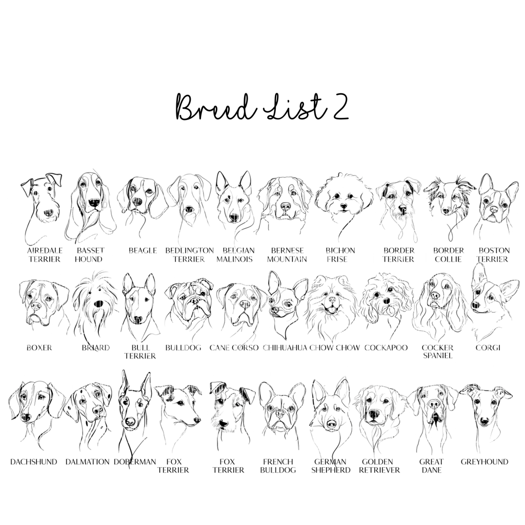 Line Art Dog Breed Glass Worktop Saver / Chopping Board – 20 x 28 cm