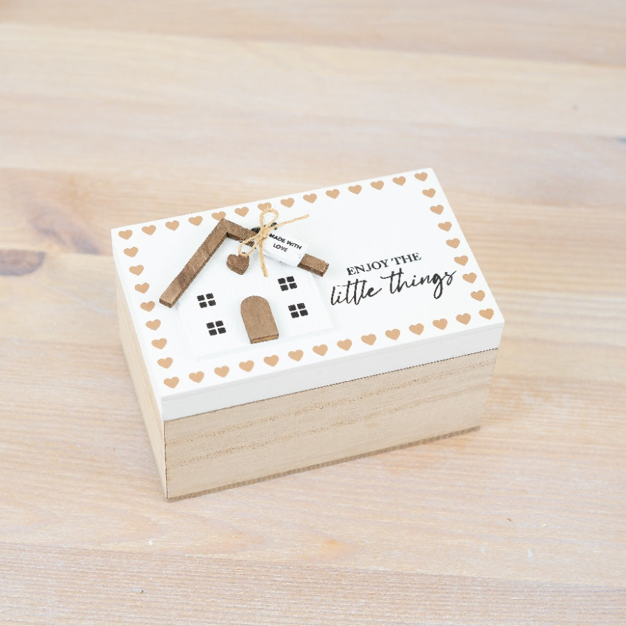 Small Wooden House Trinket Box, 12CM