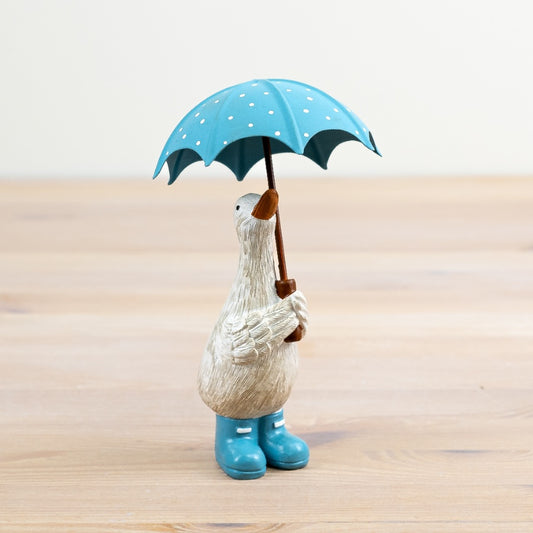 Standing Duck Holding Umbrella, 16CM