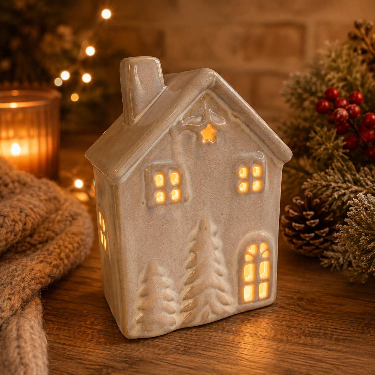 LED Ceramic Christmas House Light – 13cm