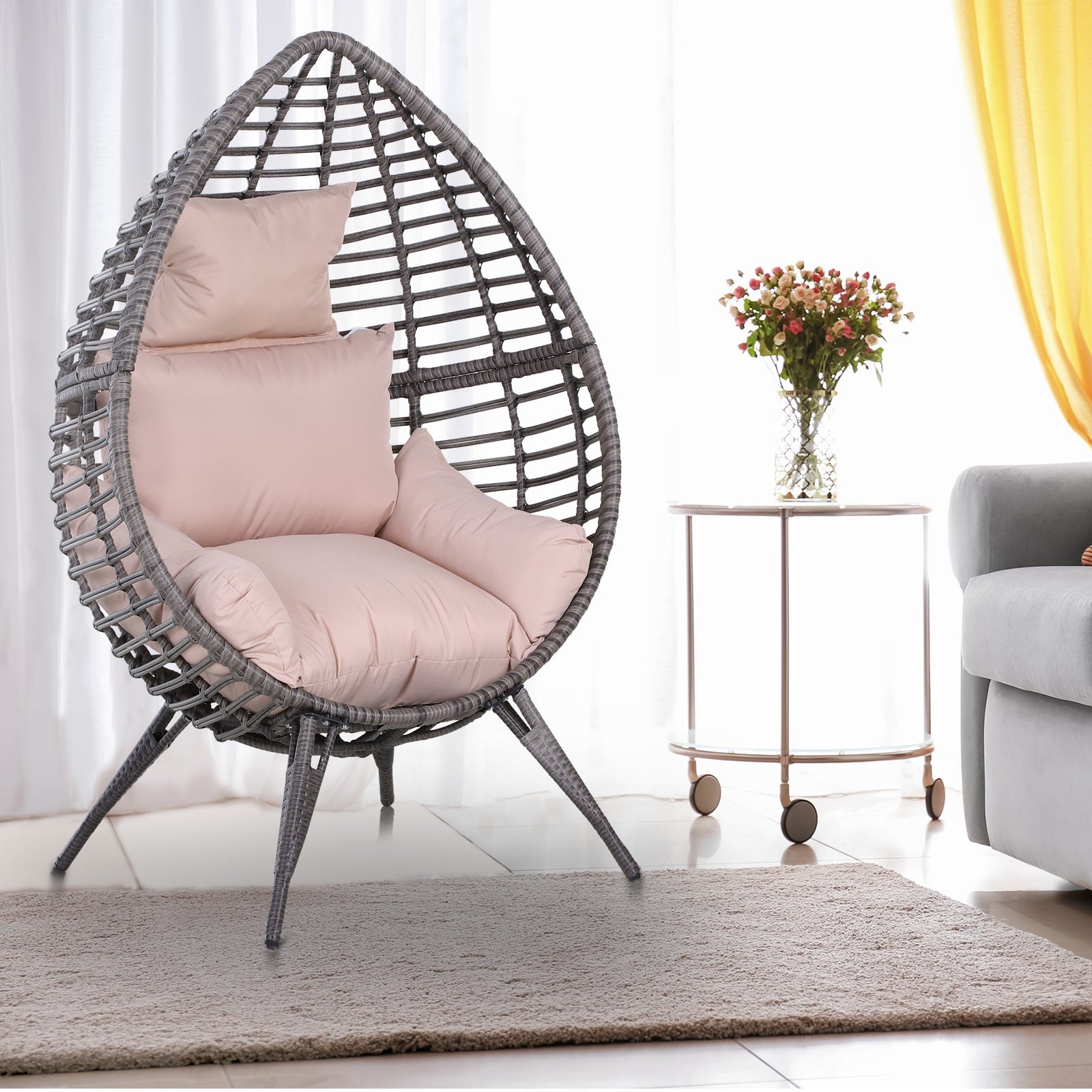 Teardrop shape Lazy Chair with Thick Cushions
