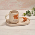 Tiny World “Love Moo” Highland Cow Mug & Saucer Set – Boxed Ceramic Gift Set