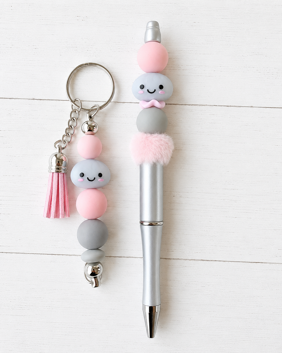 Beaded Novelty Pen & Keyring Set - Dumpling 3