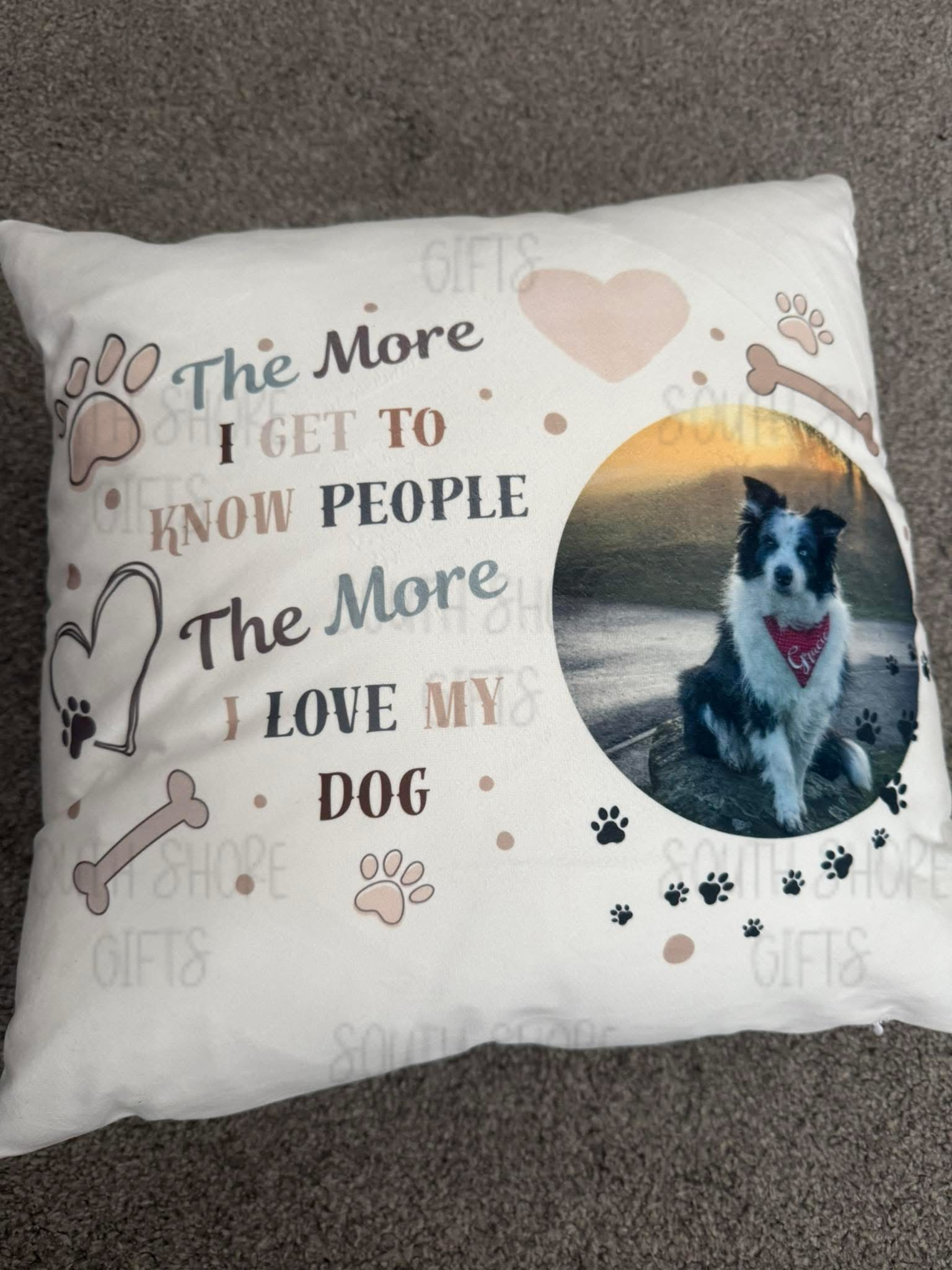 Personalised I Love My Dog Photo Upload Cushion
