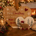 Merry Christmas and a Happy Moo Year Highland Cow Heart Plaque | Rustic Wooden Christmas Decoration | Festive Farmhouse Home Décor 22cm