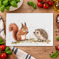 Woodland Animals glass chopping board / worktop saver