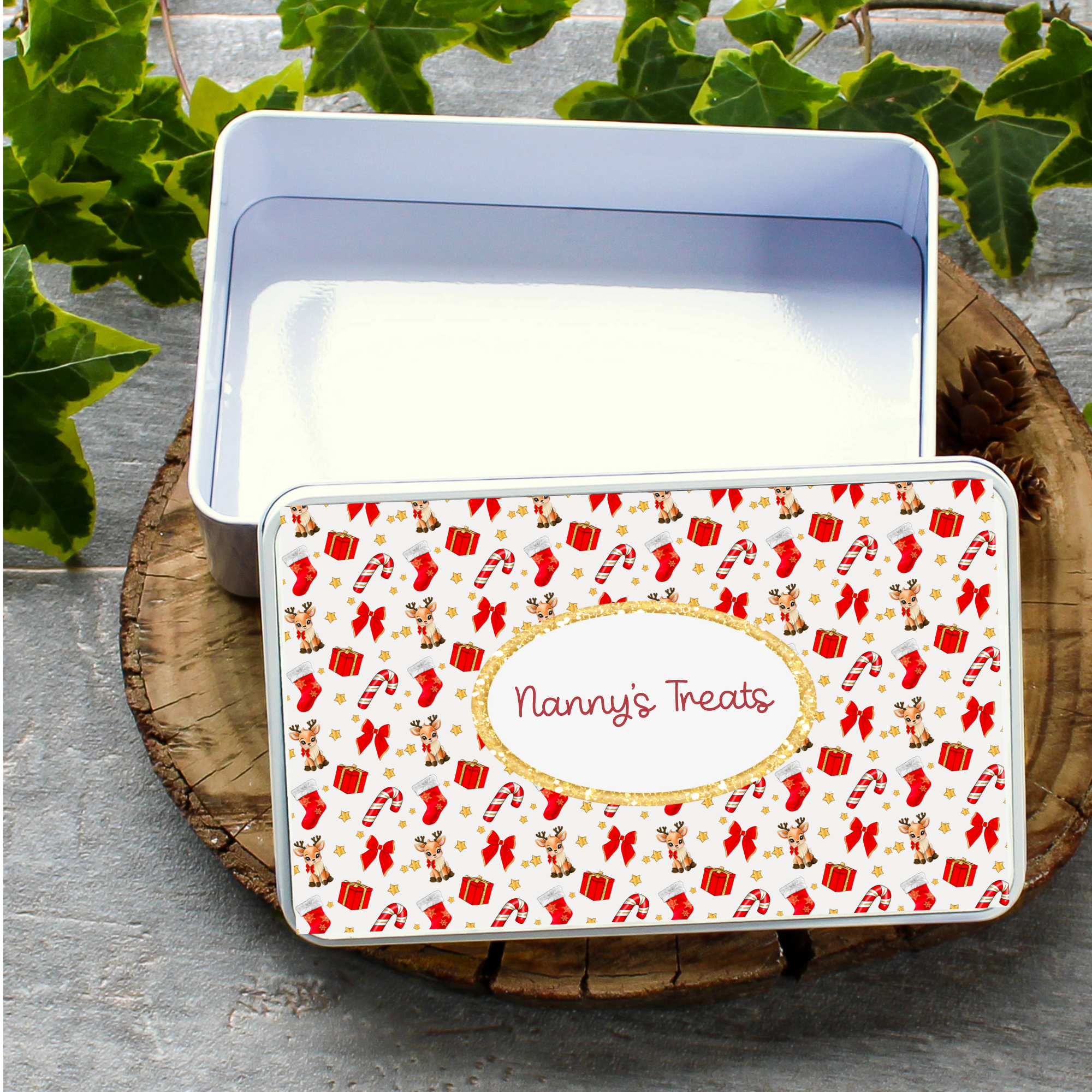 Personalised Red Reindeer Tin 🦌