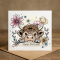 Happy Birthday Card - Highland Cow Birthday Card