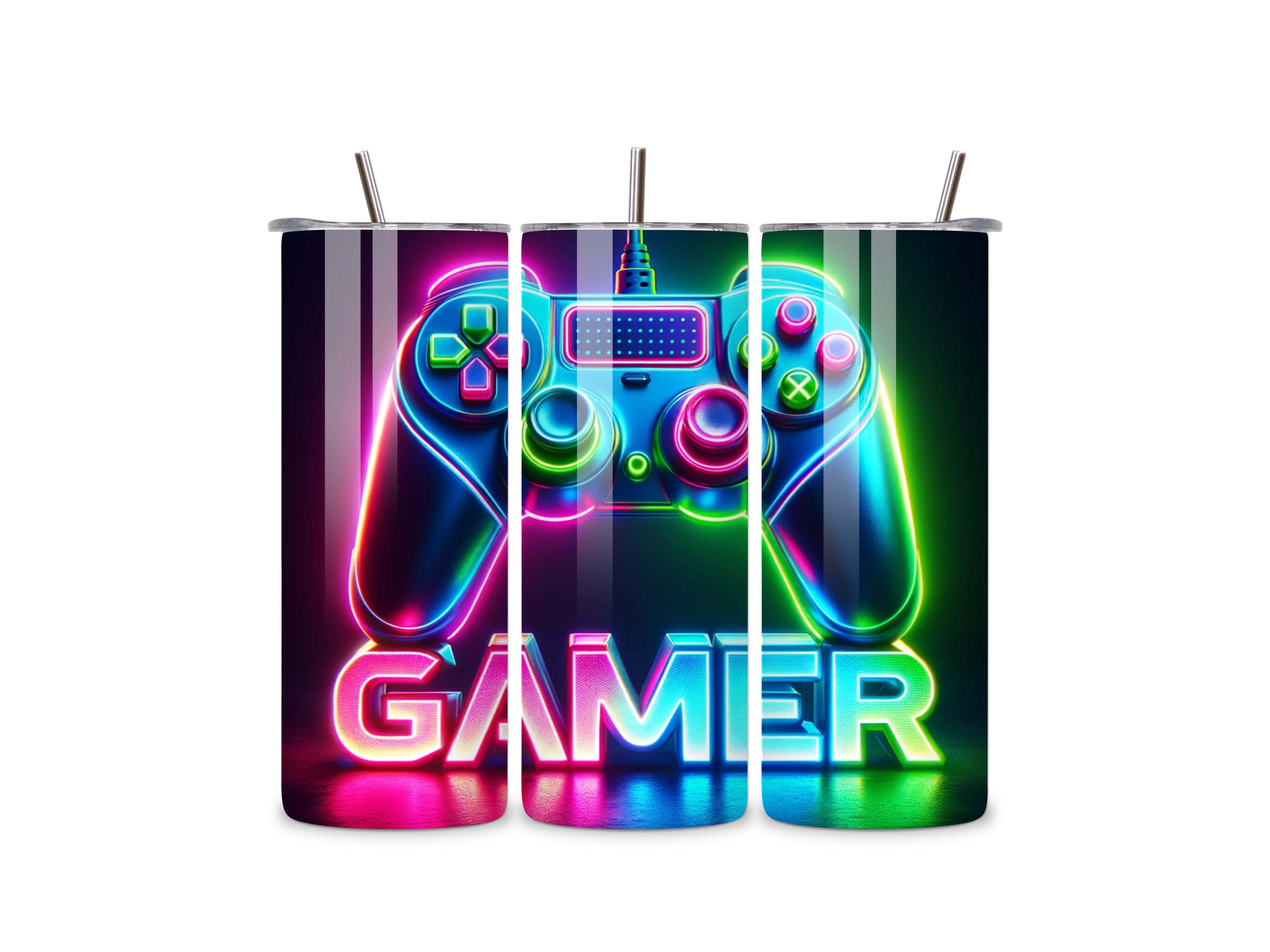 Neon Gamer 20oz Stainless Steel Skinny Tumbler