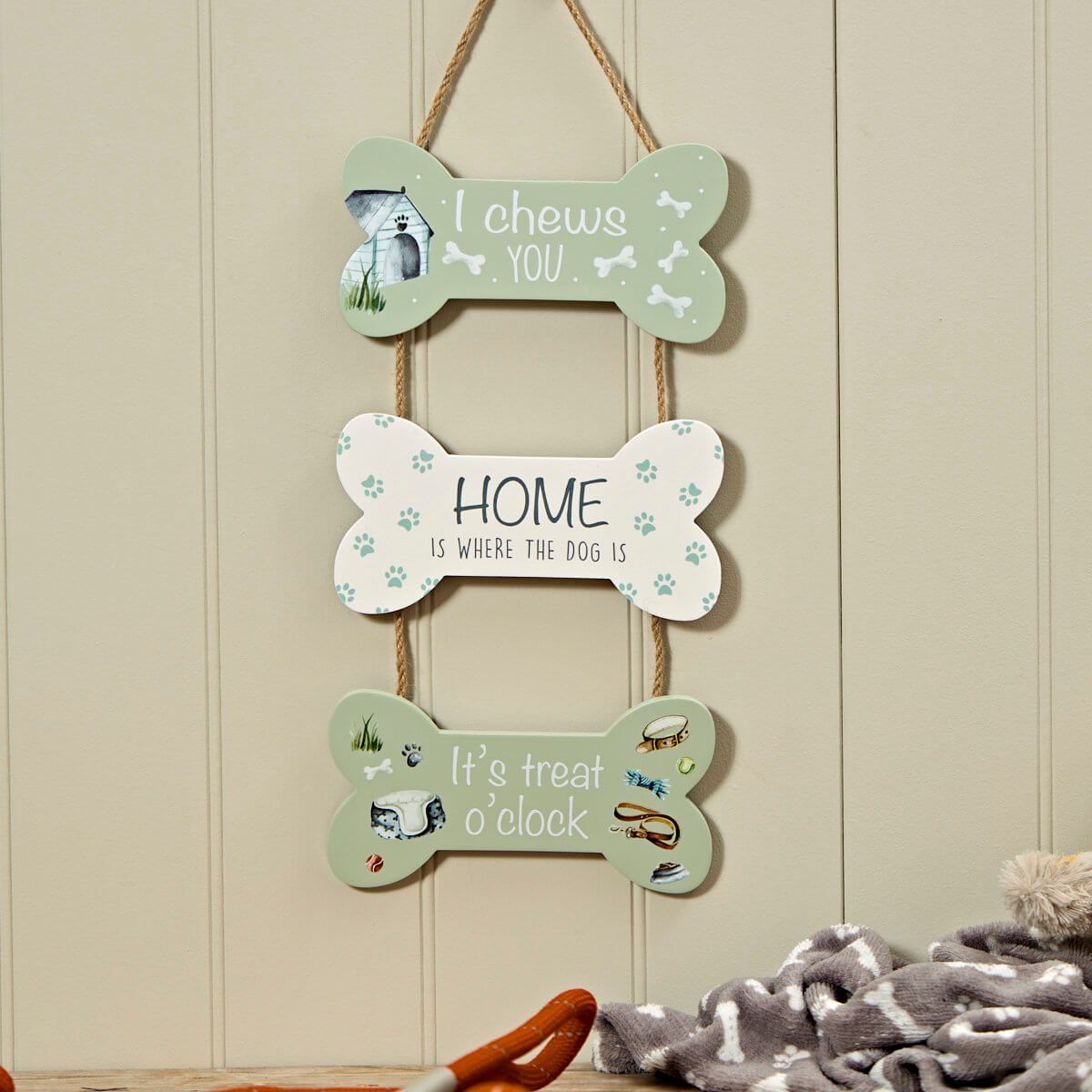 Dog Bone Hanging Plaque – Funny Dog Lover Wooden Wall Sign