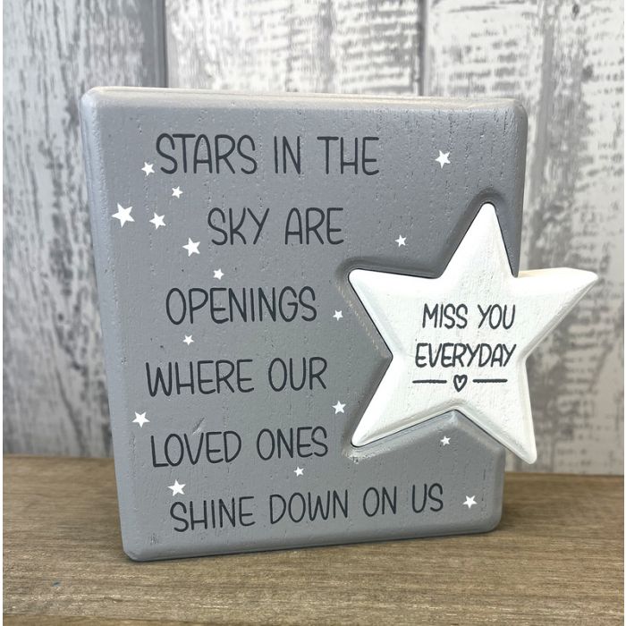 Stars in the Sky Memorial Wooden Block – Miss You Everyday Plaque