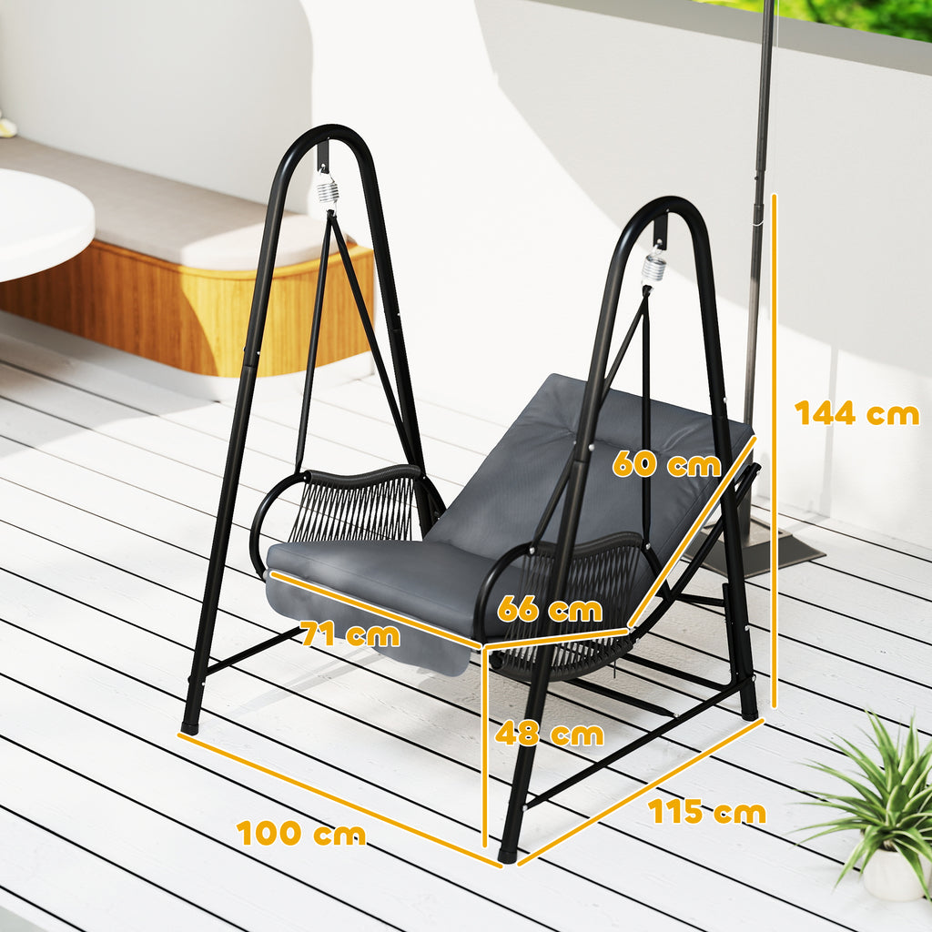 Swing Chair, Outdoor Garden Hanging Swing Seat with Stand and Seat Cushion