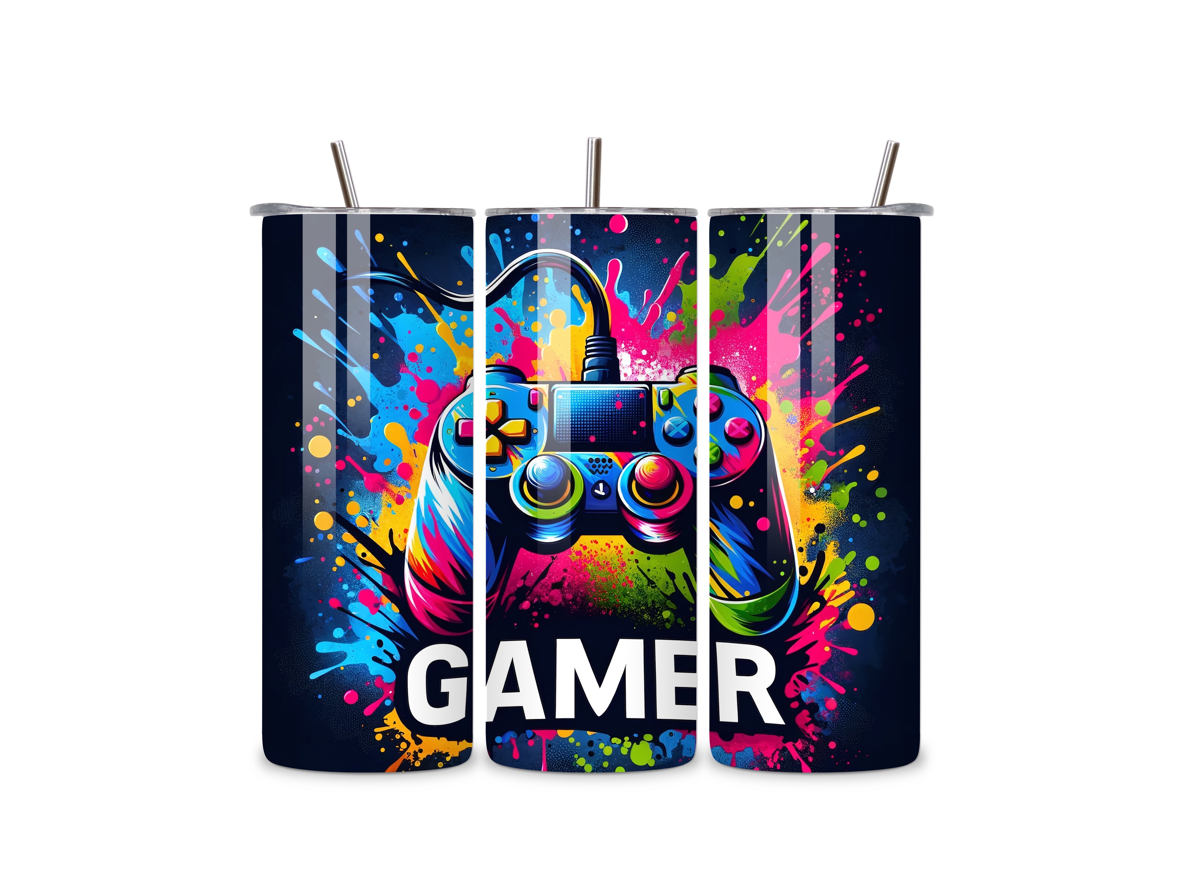 Gamer Colour Explosion 20oz Stainless Steel Skinny Tumbler