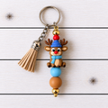 Boy Reindeer Novelty Beaded Keyring