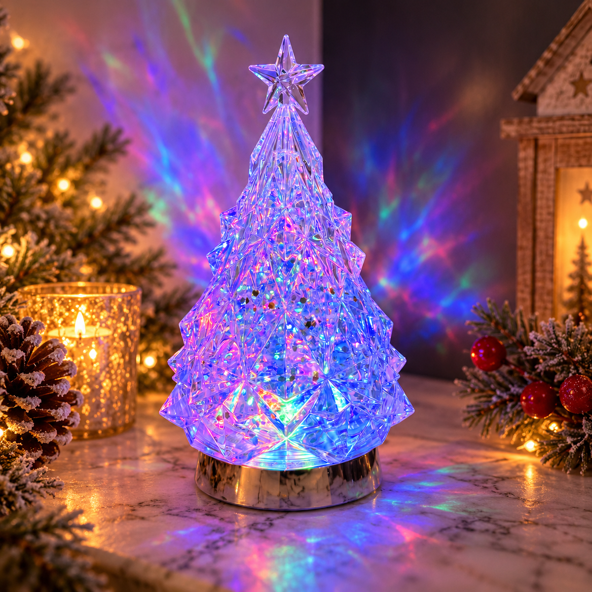 LED Liquid Diamond Christmas Tree 20cm light up festive decoration