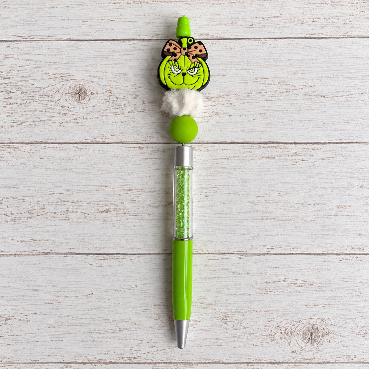 Green Face Novelty Beaded Pen
