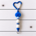 Blue Heart Novelty Beaded Keyring
