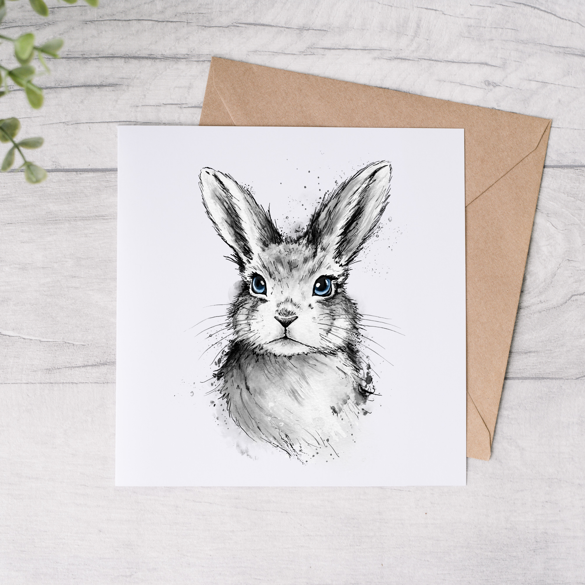 Blue Gaze Blank Greeting Card - FREE Postage
